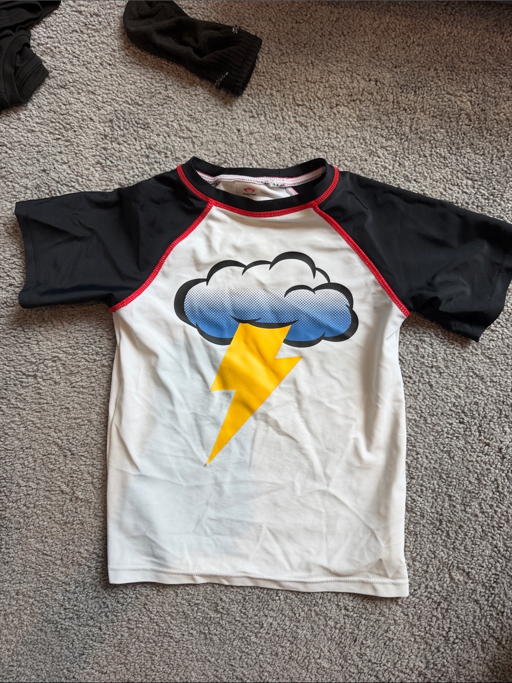 Appaman Kids White Rash Guard with Blue Cloud and Yellow Lightning